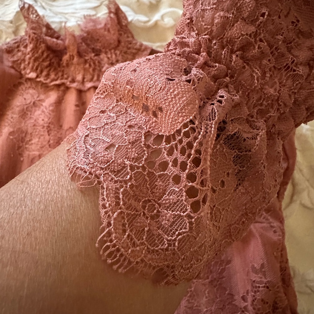 SOALLURE Pink Lace top US L - Picture 7 of 9
